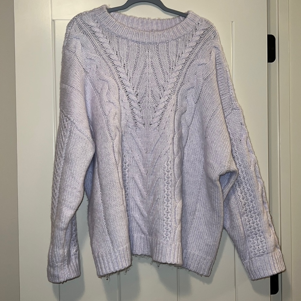 Target Women’s Plus Size Crewneck Cable Stitch Sweater (Light Purple 1X)